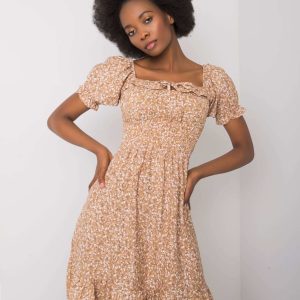 Wholesale Beige dress with ruffle Marceline RUE PARIS