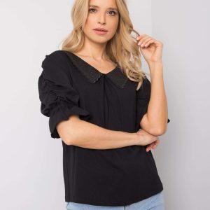 Wholesale Black blouse with collar Cori RUE PARIS