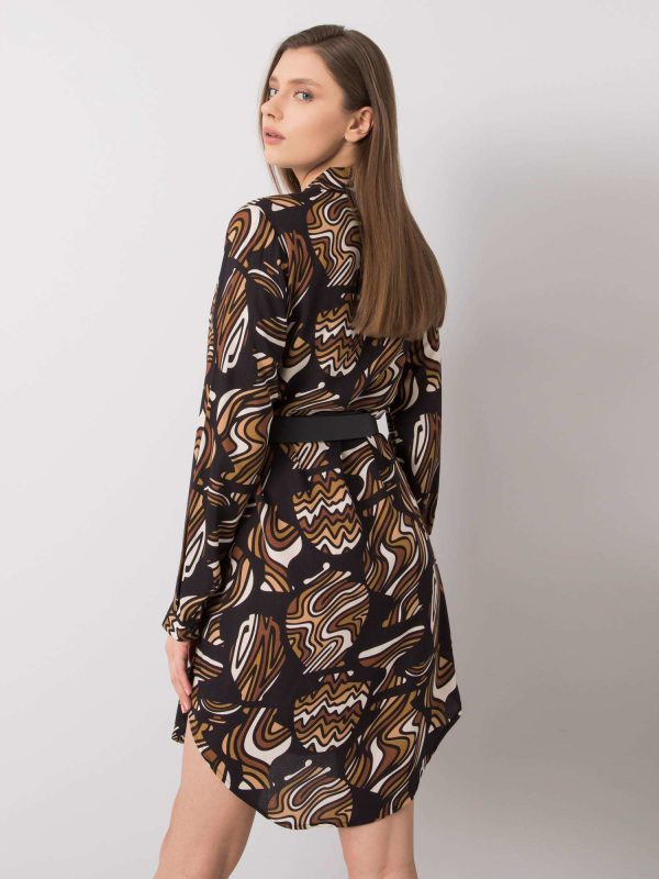 Wholesale Brown and black dress with patterns of Josie RUE PARIS