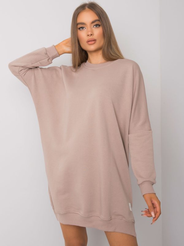 Wholesale Dark beige long sleeve sweatshirt dress Odile RUE PARIS