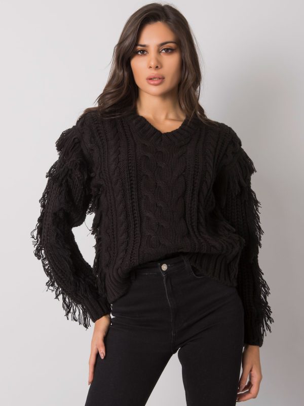 Wholesale Black sweater with braids Oregon RUE PARIS