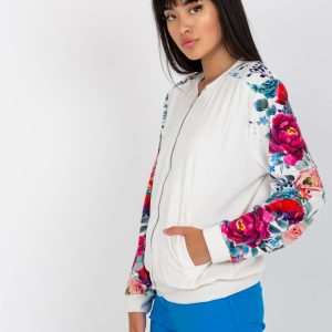 Wholesale White velour bomber sweatshirt with flowers RUE PARIS