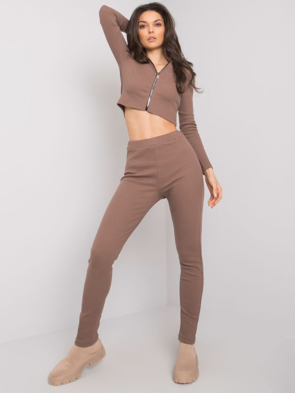 Wholesale Brown two-piece ribbed set Ivette RUE PARIS