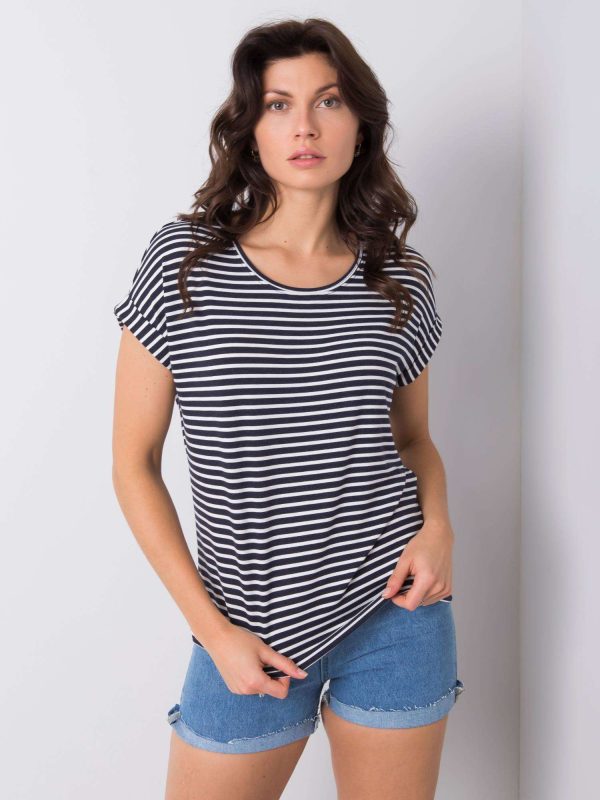 Wholesale Navy blue and white striped t-shirt Ximena RUE PARIS