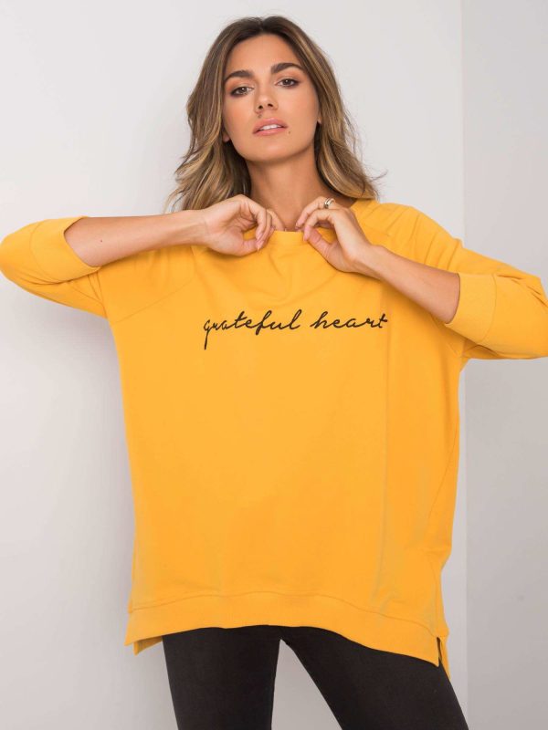 Wholesale Bright orange sweatshirt for women without hood Karissa RUE PARIS