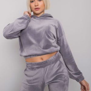 Wholesale Grey two-piece set with velor Milan RUE PARIS