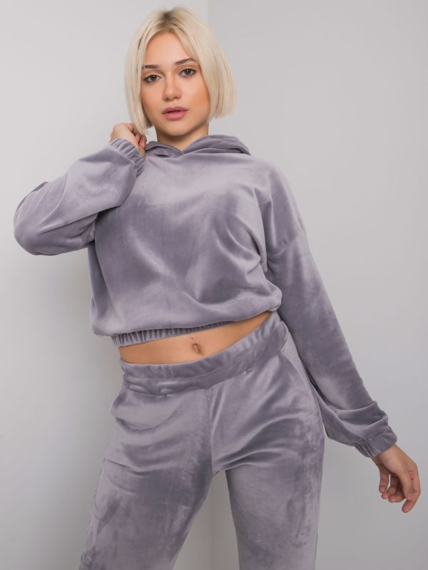 Wholesale Grey two-piece set with velor Milan RUE PARIS