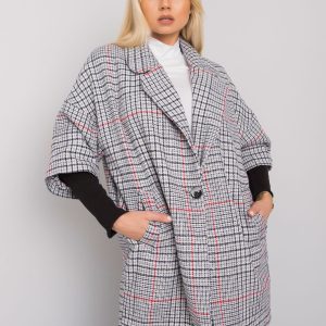 Wholesale Grey and black loose plaid coat by Emily RUE PARIS