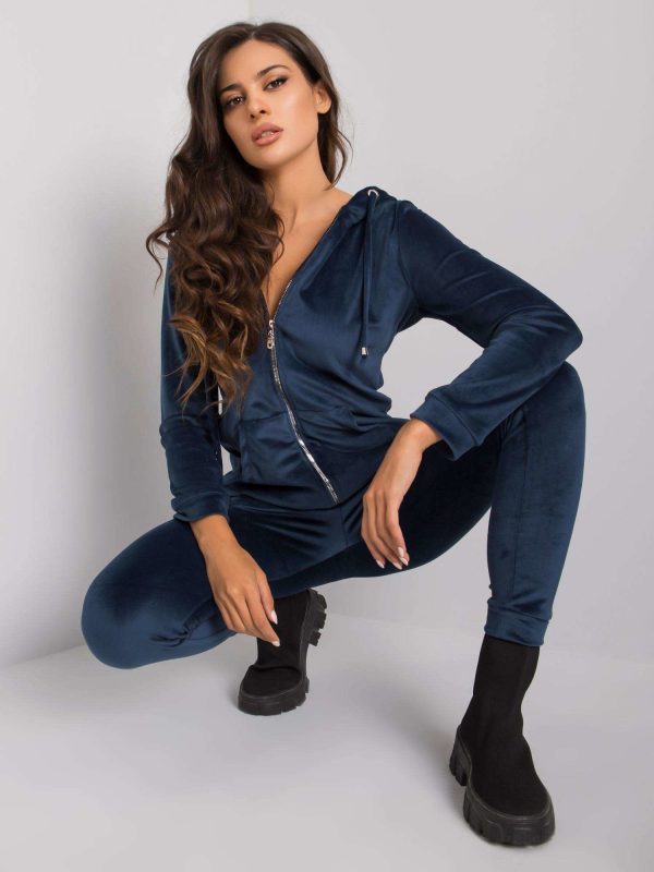 Wholesale Dark blue two-piece velour set Roxe RUE PARIS