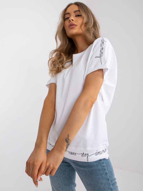 Wholesale White casual blouse with inscriptions