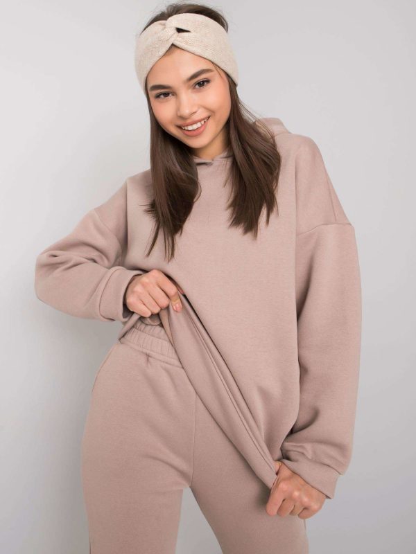 Wholesale Dillon's dark beige two-piece sweatsuit set