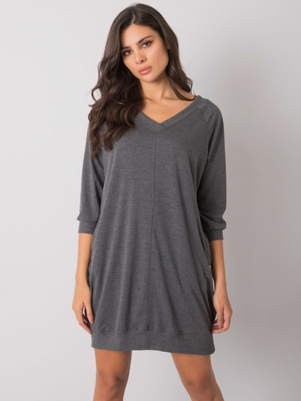 Wholesale Grey Salerno Cotton Basic Dress