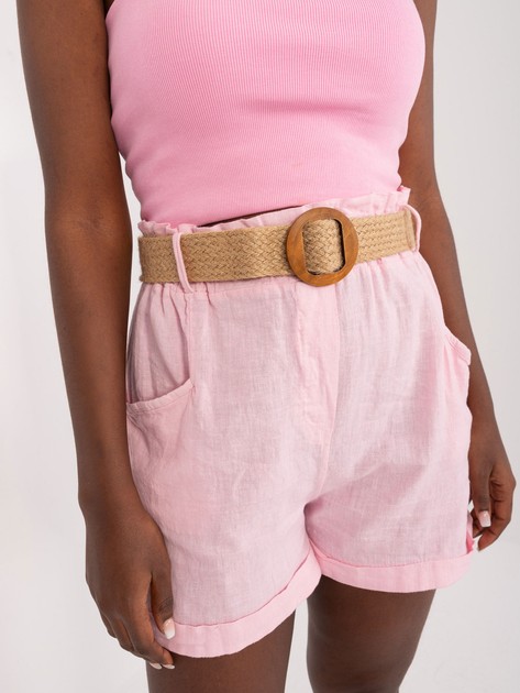 Light pink shorts for summer with high waist