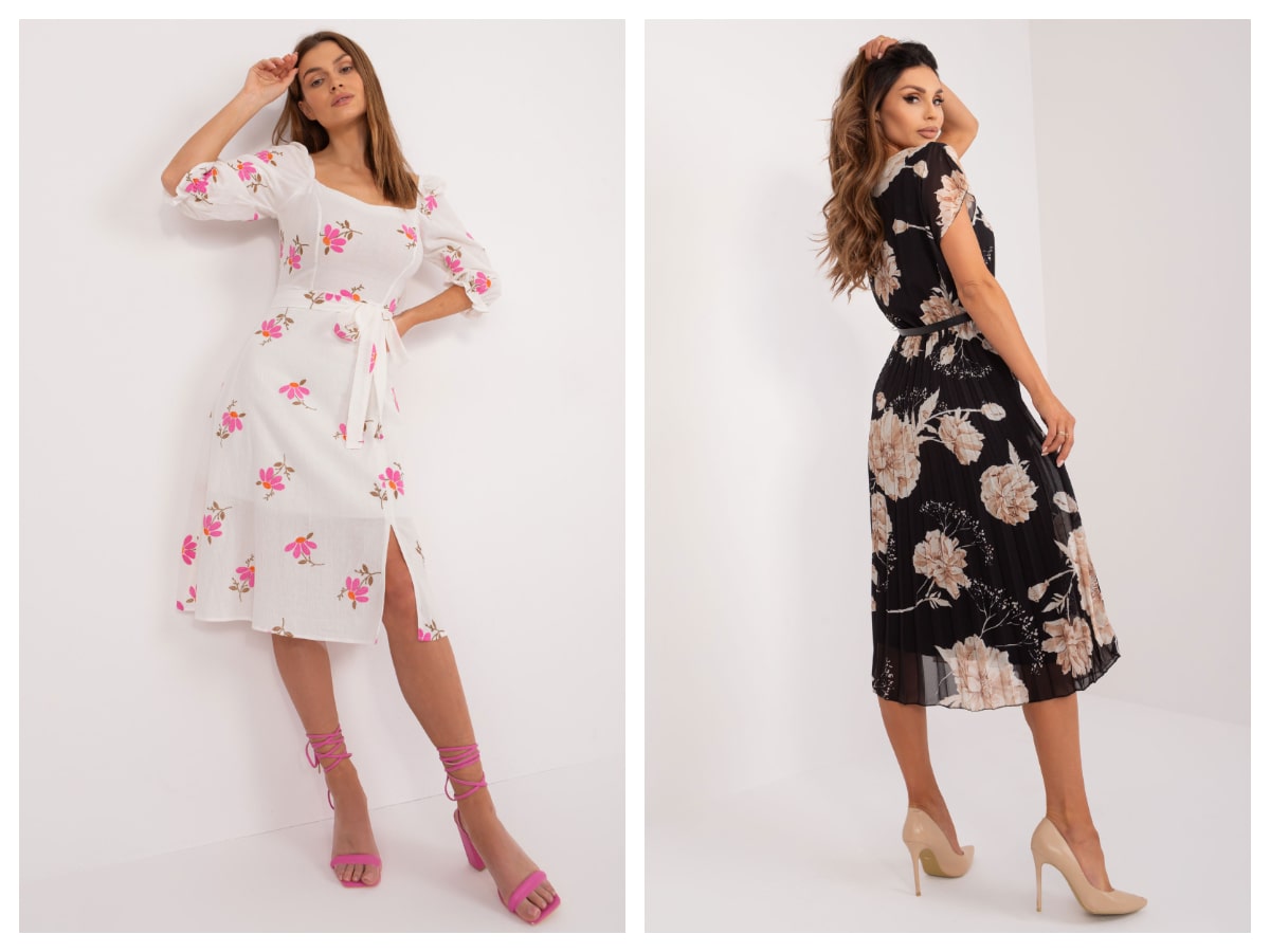 Midi dress with flowers – summer in a fashionable style