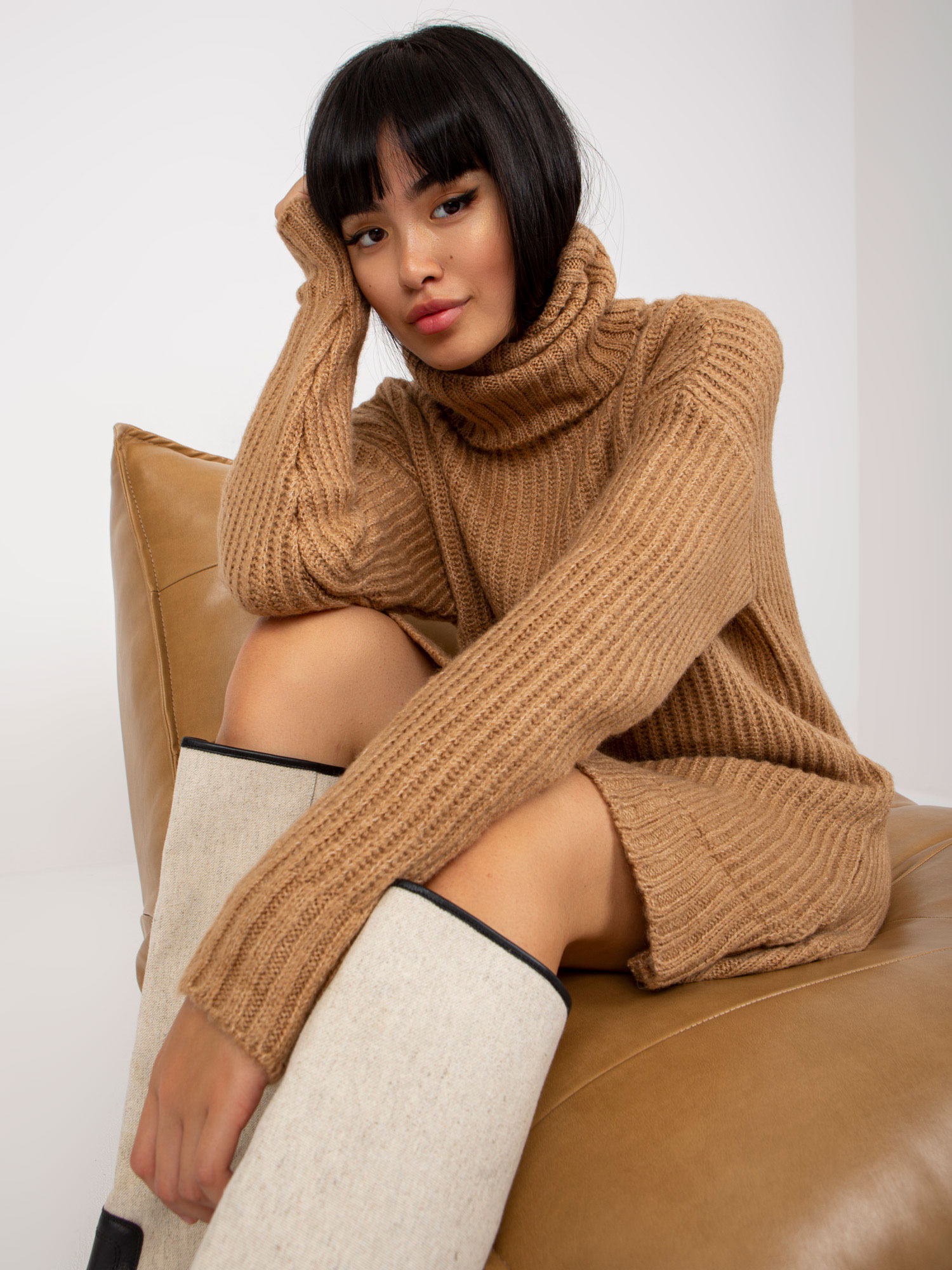 Sweater with turtleneck in stylizations